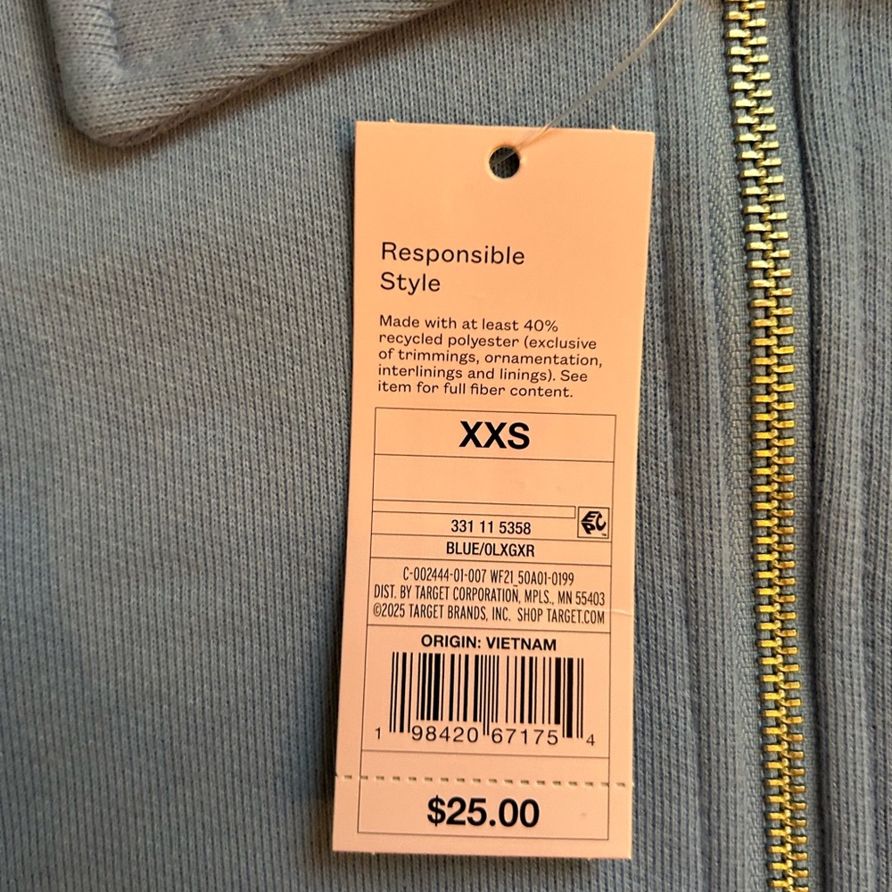 Wild Fable Light Blue Half-Zip Sweatshirt - Picture 2 of 3